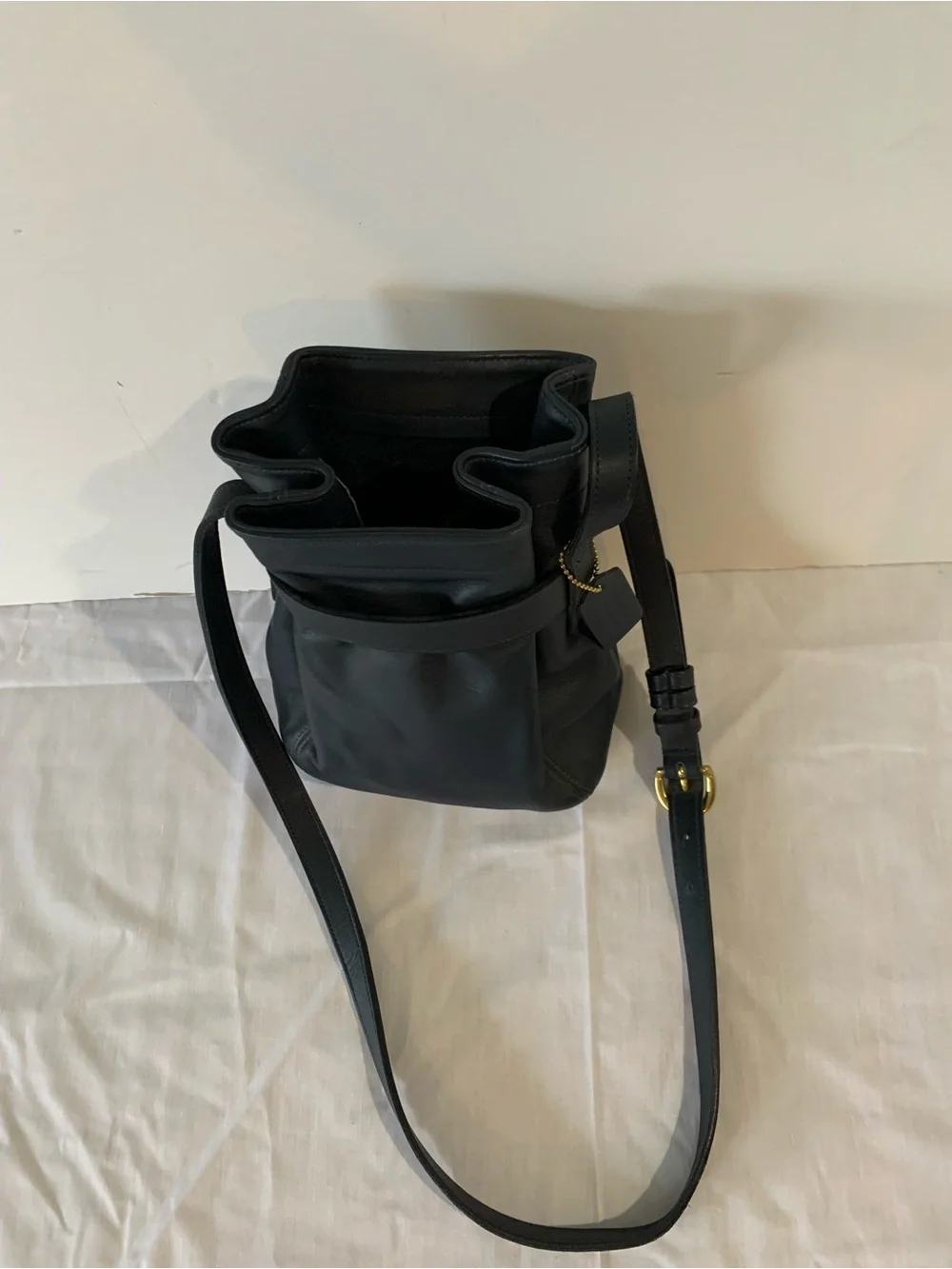 Coach Soho Black Leather Bucket Bag with Belted Pouch Vintage 4156